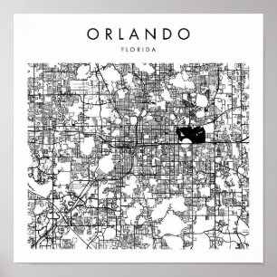 Orlando Florida Minimal Modern Street Karta Poster
