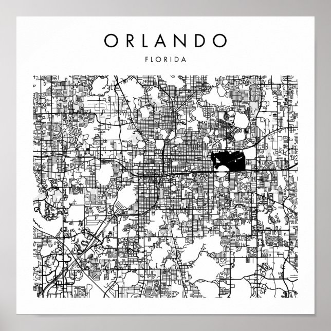 Orlando Florida Minimal Modern Street Karta Poster (Framsidan)