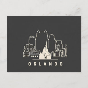 Orlando Florida Modern Silhuett Konst av Stadssilu Meddelande Vykort