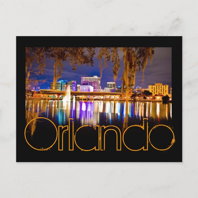 Orlando, Florida på natten från Sjö Lucerne. Vykort (Framsida)