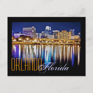 Orlando, Florida på natten från Sjö Lucerne. Vykort