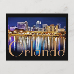 Orlando, Florida på natten från Sjö Lucerne. Vykort