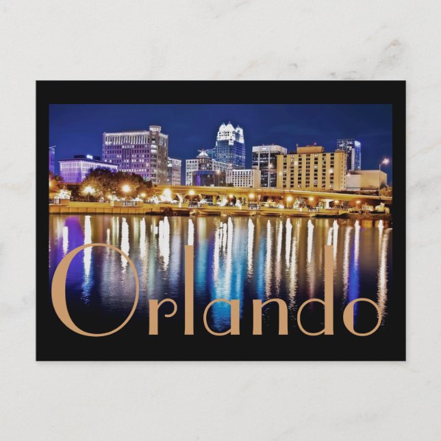 Orlando, Florida på natten från Sjö Lucerne. Vykort (Framsida)