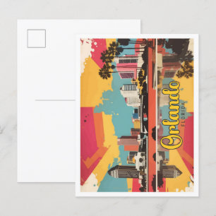Orlando Florida Pop Art Travel Illustration Vykort