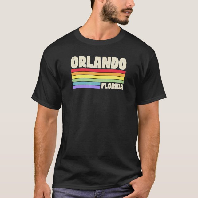 Orlando Florida Pridet Rainbow Flagga Gay pride Me T Shirt (Framsida)