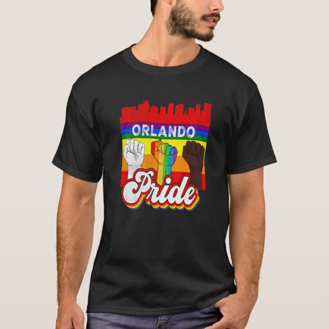 Orlando Florida Pridet Rainbow Gay pride Flagga Lg T Shirt (Framsida)
