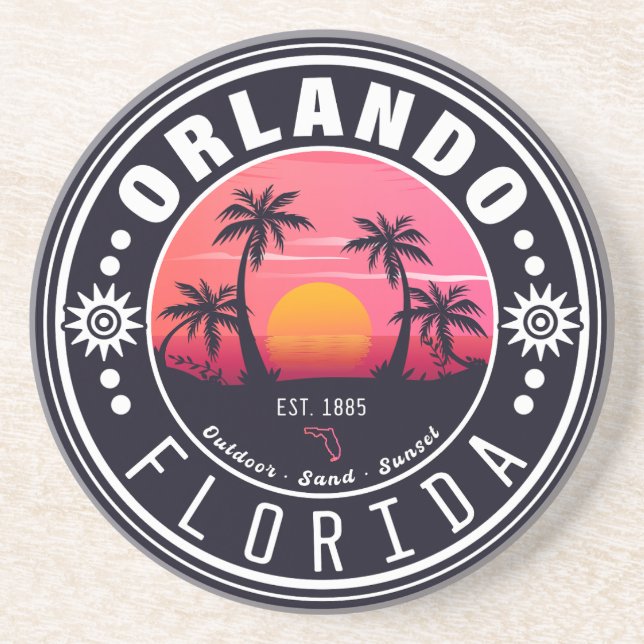 Orlando Florida Retro Sunset Tropical Souvenir 80s Underlägg (Framsidan)
