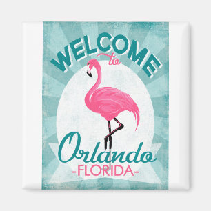 Orlando Florida Rosa Flamingo - Vintage Retro Trav Magnet
