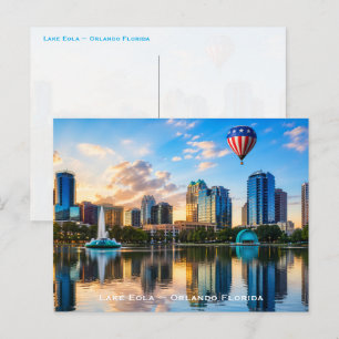 Orlando Florida Siluett Lake Eola Varmbåtsballong Vykort