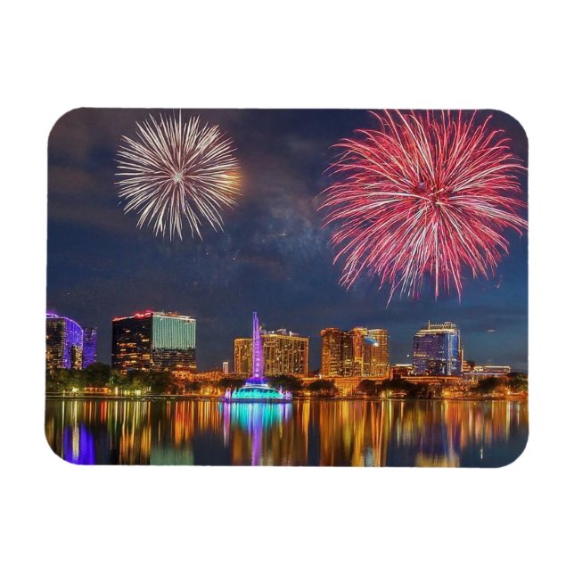 Orlando Florida Sjö Eola Fireworks & Fontän Magnet (Horisontell)