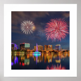 Orlando Florida Sjö Eola Fireworks & Fontän Poster