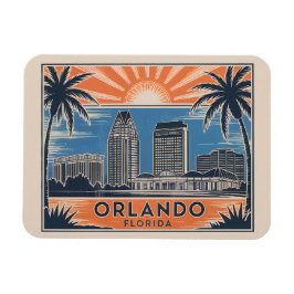 Orlando Florida Skyline Mid-Century Vintage Stil Magnet