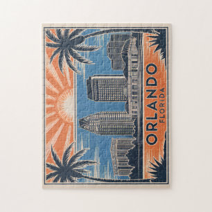 Orlando Florida Skyline Mid-Century Vintage Stil Pussel
