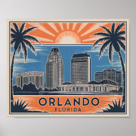 Orlando Florida Skyline Vintage resor Cityscape Poster