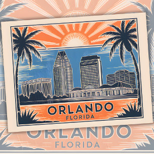 Orlando Florida Skyline Vintage resor Cityscape Vykort