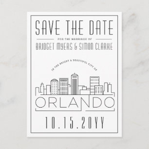 Orlando, Florida Stiliserad Skyline Spara datum Vykort