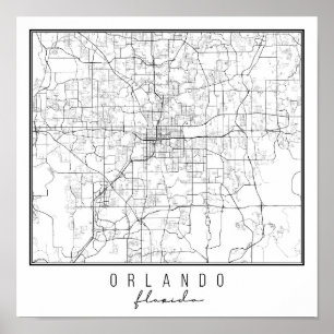 Orlando Florida Street Karta Poster
