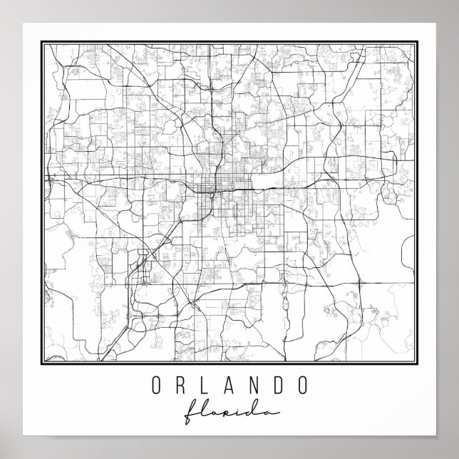 Orlando Florida Street Karta Poster (Framsidan)