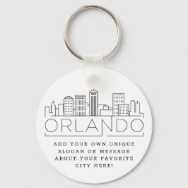 Orlando, Florida Stylized Skyline | Anpassningsbar Nyckelring