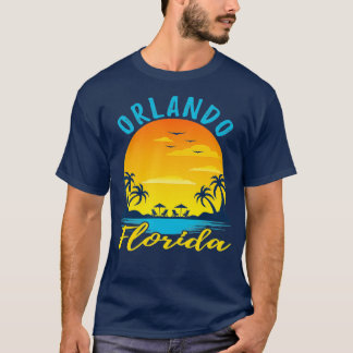 Orlando Florida Sunset Beach Handflatan Träd Ocean T Shirt