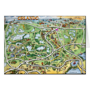 Orlando Florida Tecknad Karta Hälsningskort