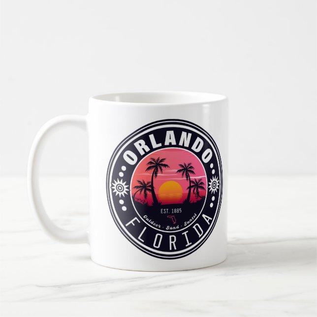 Orlando Florida tropical Retro Sunset Souvenir 60  Kaffemugg (Vänster)