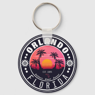 Orlando Florida tropical Retro Sunset Souvenir 60 Nyckelring