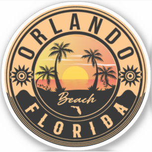 Orlando Florida tropical Retro Sunset Souvenirs Klistermärken