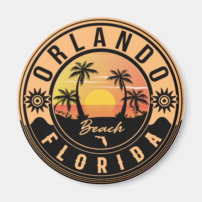 Orlando Florida tropical Retro Sunset Souvenirs Magnet (Framsidan)