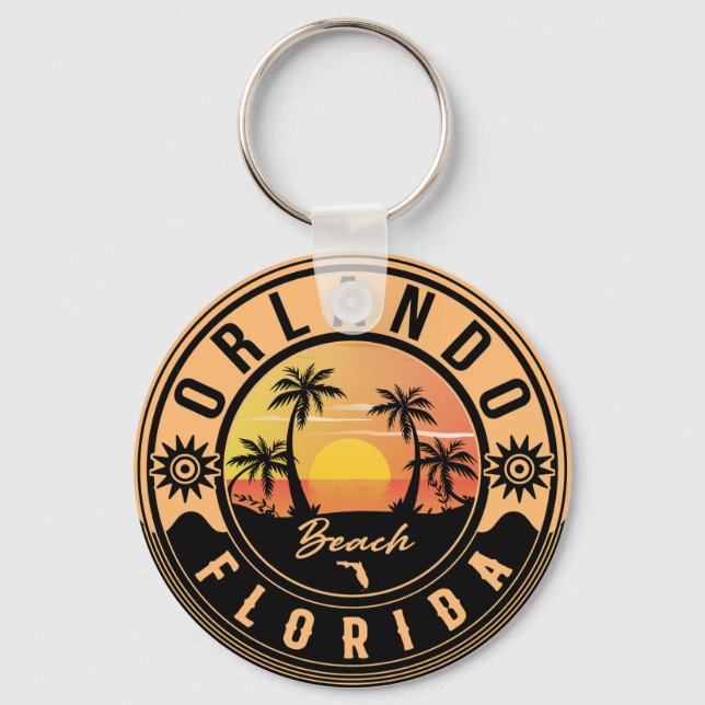 Orlando Florida tropical Retro Sunset Souvenirs Nyckelring (Framsida)