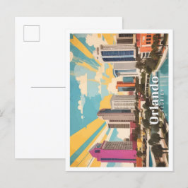 Orlando Florida USA Pop Art Travel Illustration Vykort