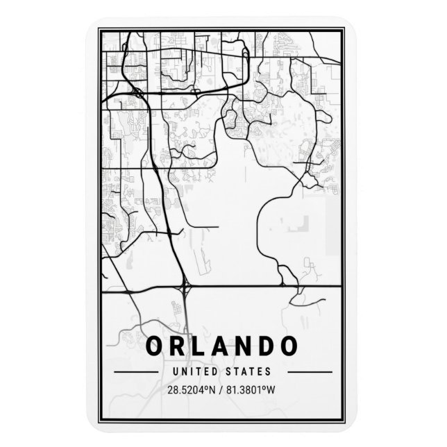 Orlando Florida USA Travel City Karta Poster Magnet (Vertikal)