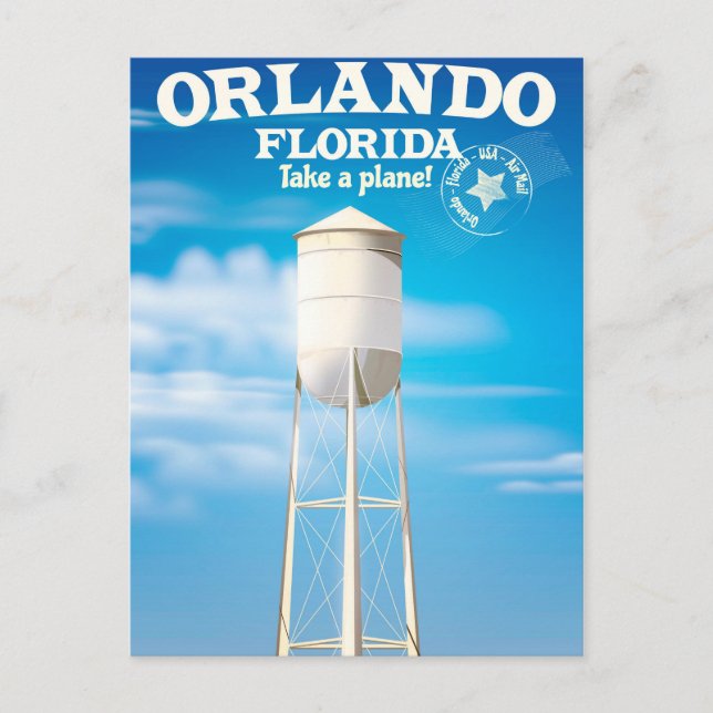 Orlando, Florida Vattentorn resa tryck. Vykort (Framsida)