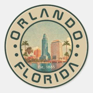 Orlando Florida Vintage High byggnad Handflatan 19 Runt Klistermärke