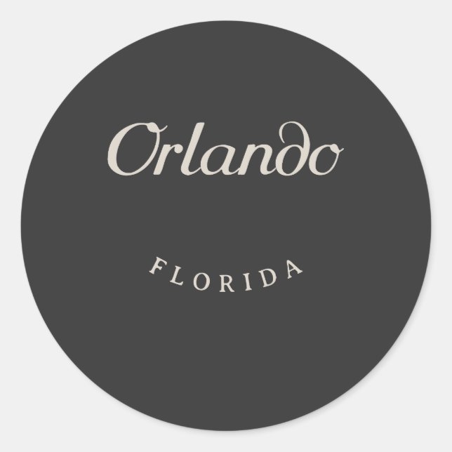 Orlando Florida White Font Runt Klistermärke (Framsida)