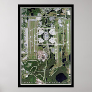 Orlando Intl Airport Florida Satellite Karta Poste Poster
