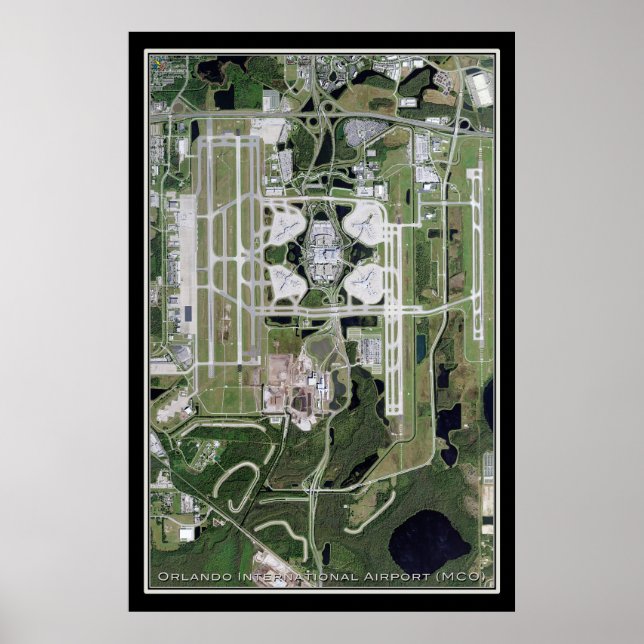 Orlando Intl Airport Florida Satellite Karta Poste Poster (Framsidan)