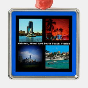Orlando, Miami, South Beach Collage Julgransprydnad Metall