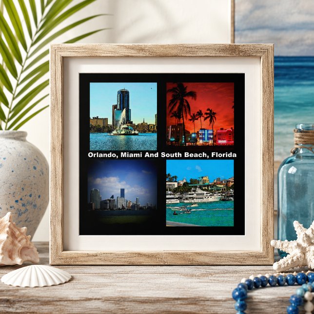 Orlando, Miami, South Beach Collage Kakelplatta (Orlando, Miami, South Beach Collage Tile)
