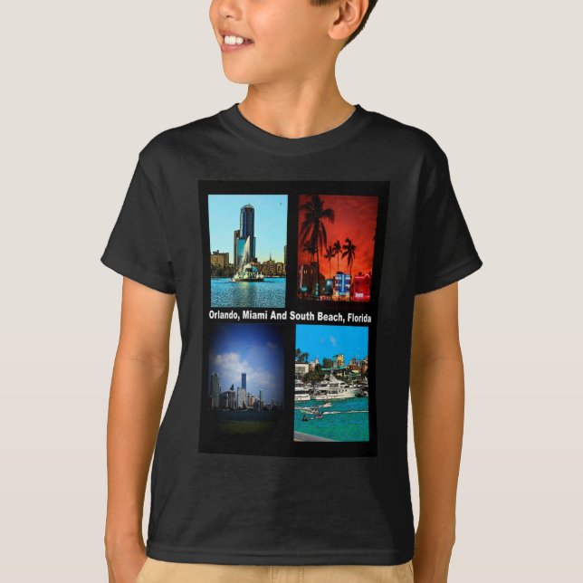 Orlando, Miami, South Beach Collage T-shirt (Framsida)