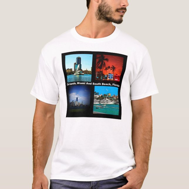 Orlando, Miami, South Beach Collage T Shirt (Framsida)