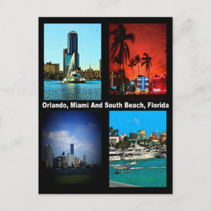 Orlando, Miami, South Beach Kollage Vykort
