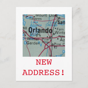 Orlando Nytt adress tillkännagivande Meddelande Vykort