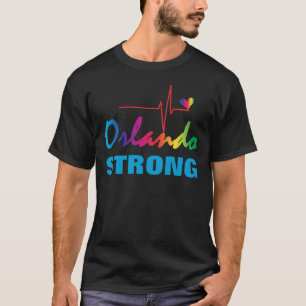Orlando pulserar den starka regnbågen hjärta LGBT T-shirt