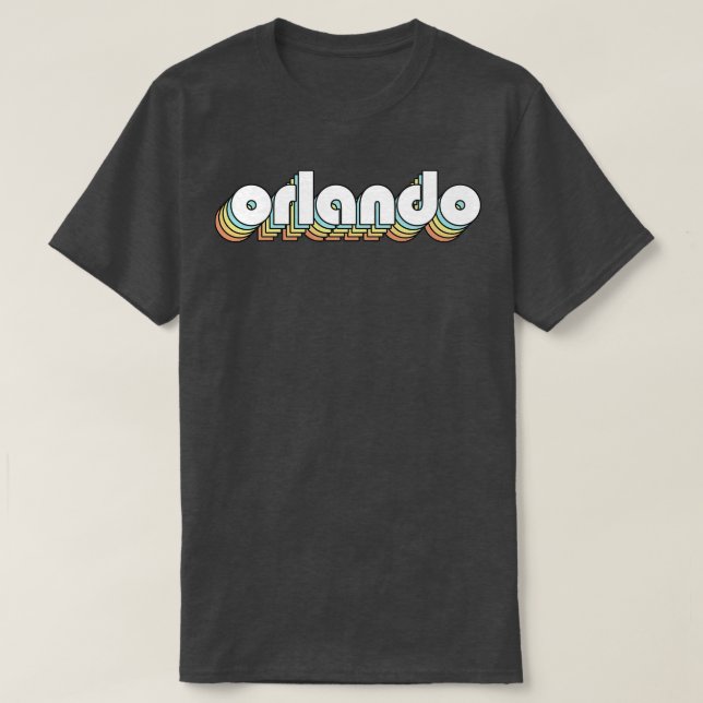 Orlando Retro Rainbow Typography Faded Stil T Shirt (Design framsida)