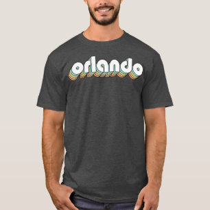 Orlando Retro Rainbow Typography Faded Stil T Shirt