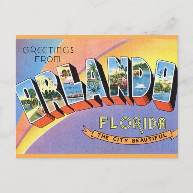 Orlando Retro Välkomst Postkort Vykort (Framsida)