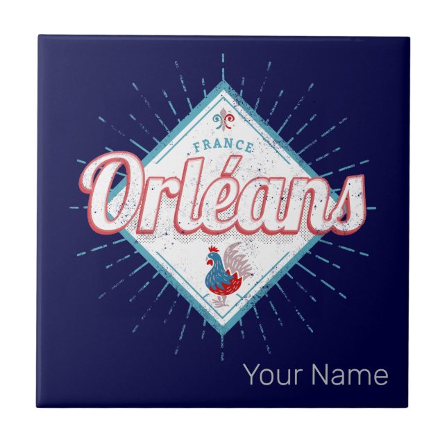 Orleans Loiret Frankrike Retro Tupp Vintage Kakelplatta (Framsidan)