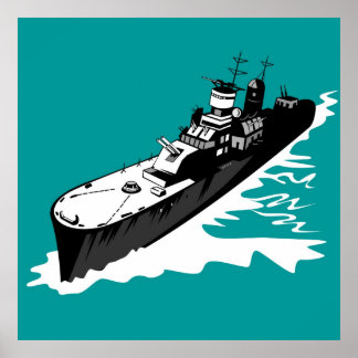 örlogsfartyg med stora vapen poster