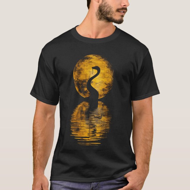 Orm Cobra Reptil Orm Måne Reflektion Silhuett T Shirt (Framsida)